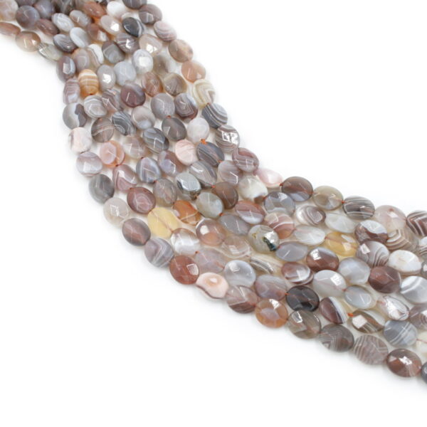 Botswana Agate strands faceted flat oval shape size 10x8mm