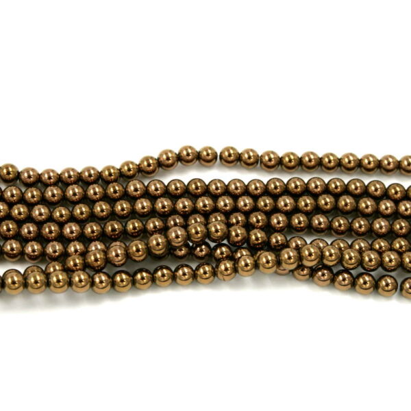 Hematite strands round beads size 4mm copper color