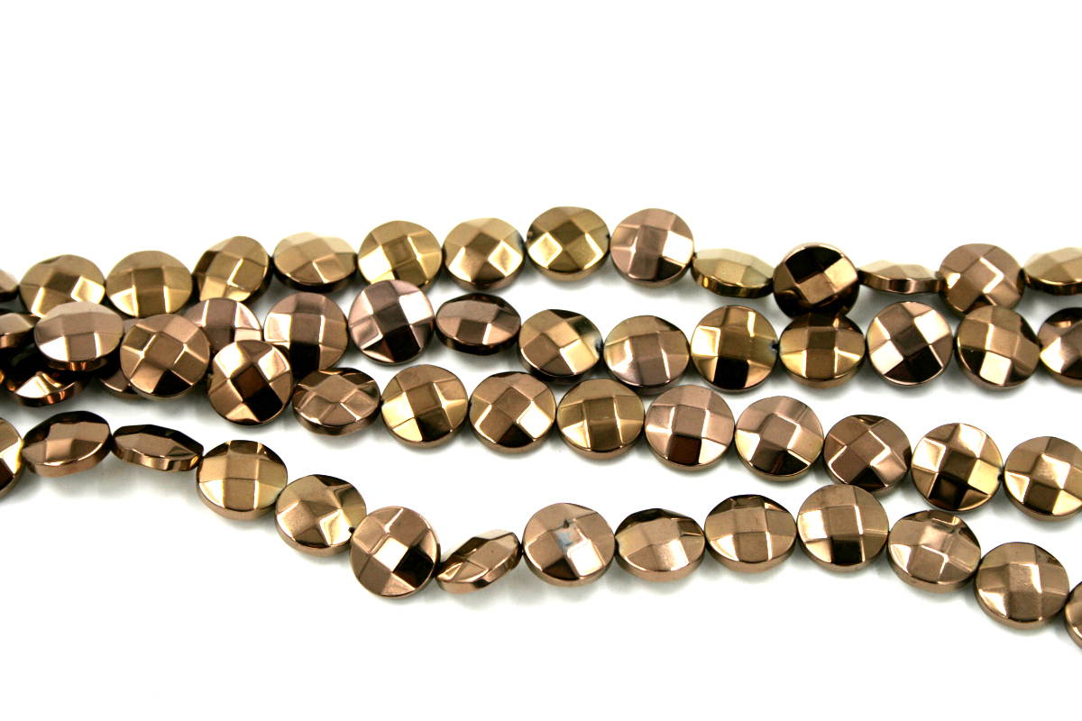 Ematite fili monete sfaccettate 10mm rame