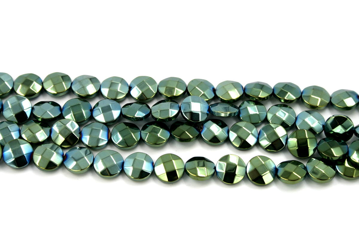 ematite fili monete sfaccettate 10mm verde