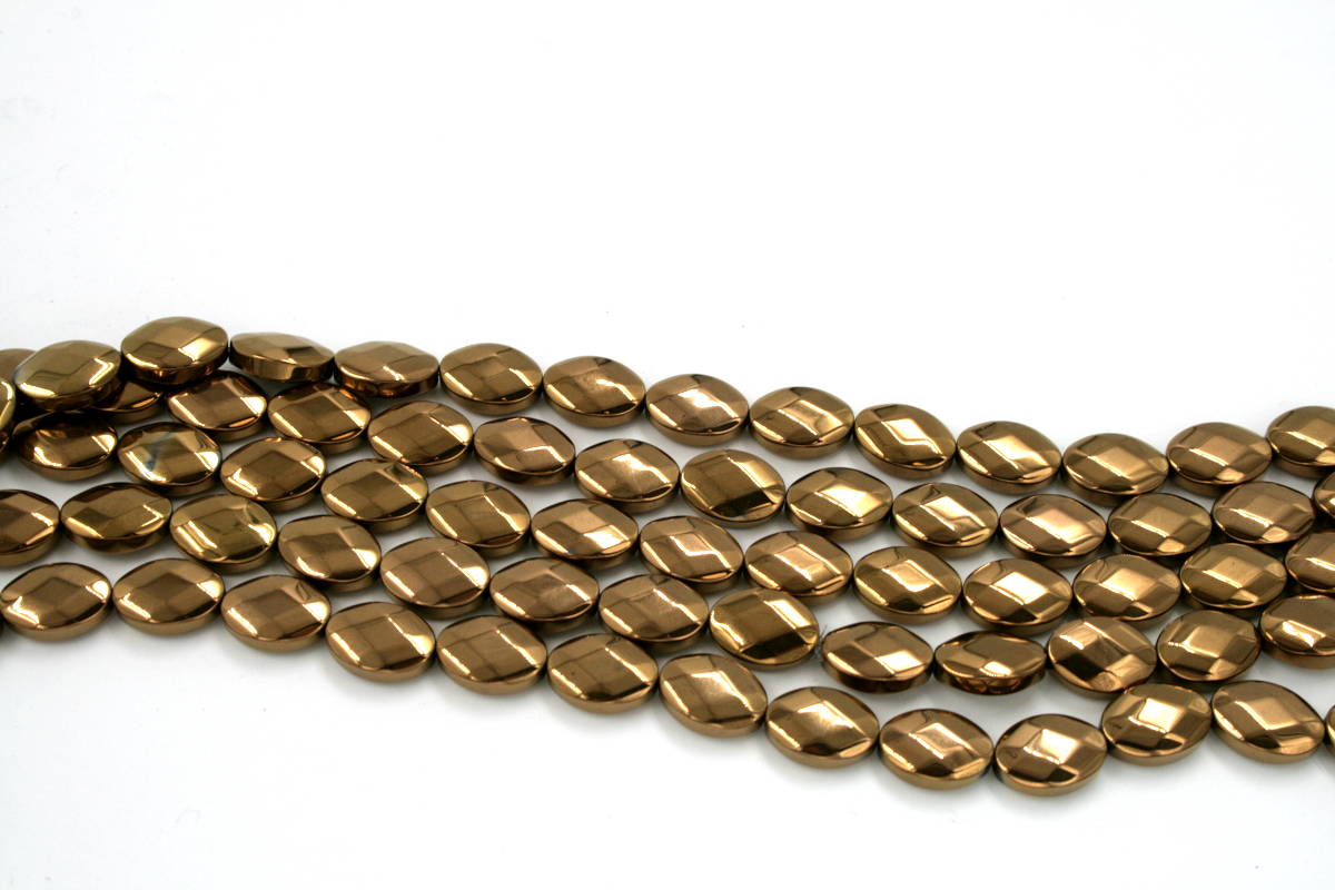 Ematite fili flat oval sfaccettati 14x10mm bronzo