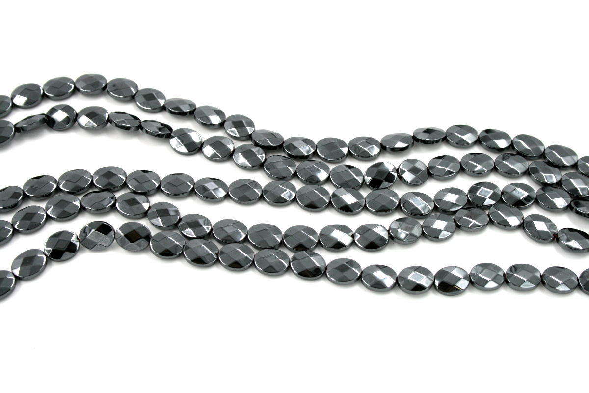 Ematite fili flat oval sfaccettati 10x8mm