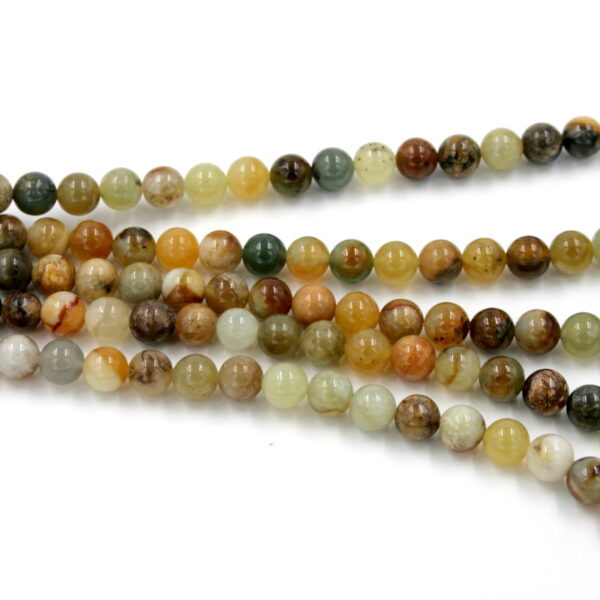 Multicolor Yellow Jade strands round beads 8mm to 12mm