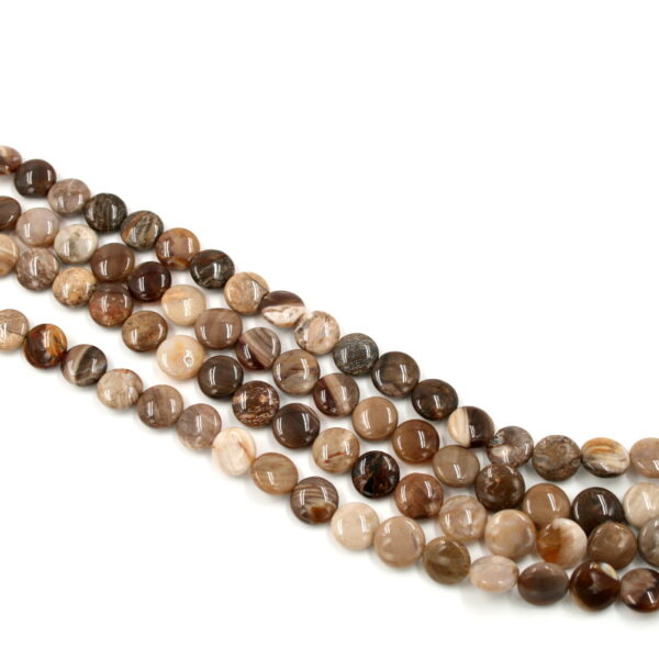 Wood Opalite strands coin shape size 12mm