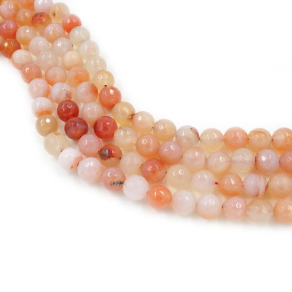 Red Agate strands faceted round shape size 12mm - Multicolor