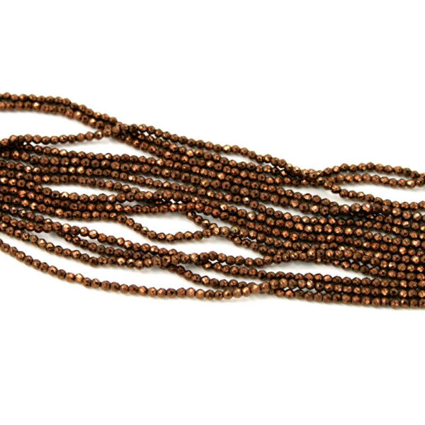 Hematite strands facetted round beads size 2mm bronze color