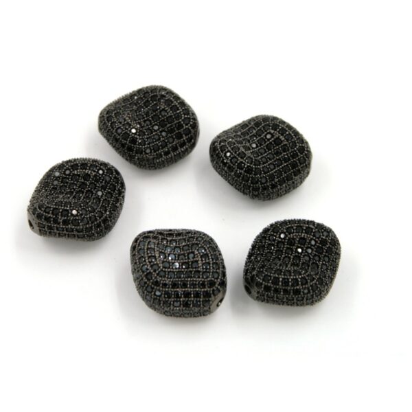 Zircon pavè brass stone shape black color size 20x15mm
