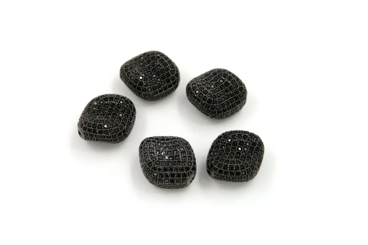 Sassi in ottone pave' di zirconi 20 x 15mm (nero)