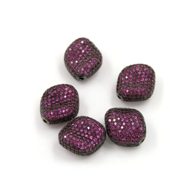 Zircon pavè brass stone shape violet color size 20x15mm