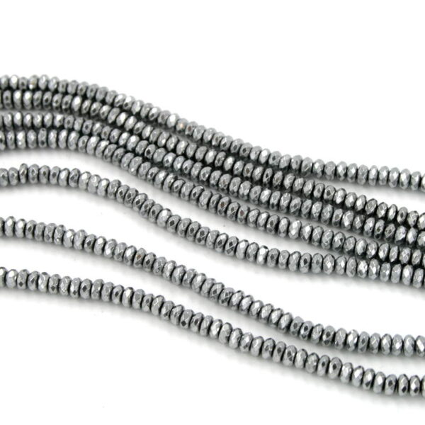 Hematite strands facetted washer shape size 4x2mm silver color