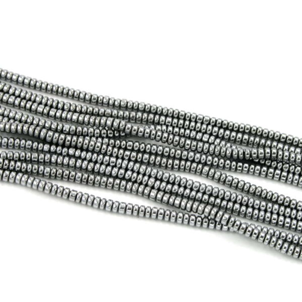 Hematite strands facetted washer shape size 3x2mm silver color