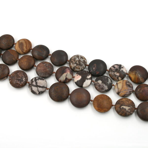 Outback Jasper strands coin shape size 22mm matt surface