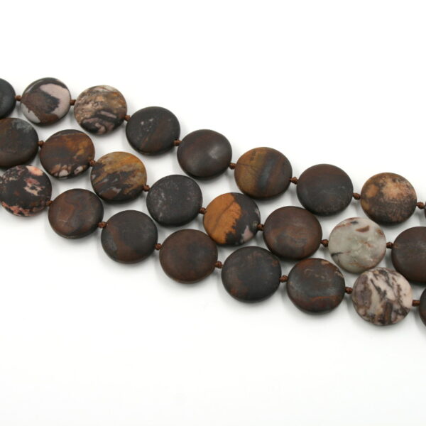 Outback Jasper strands coin shape size 19mm matt surface