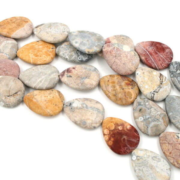 Sky eye jasper strands flat drop shape size 40x30mm