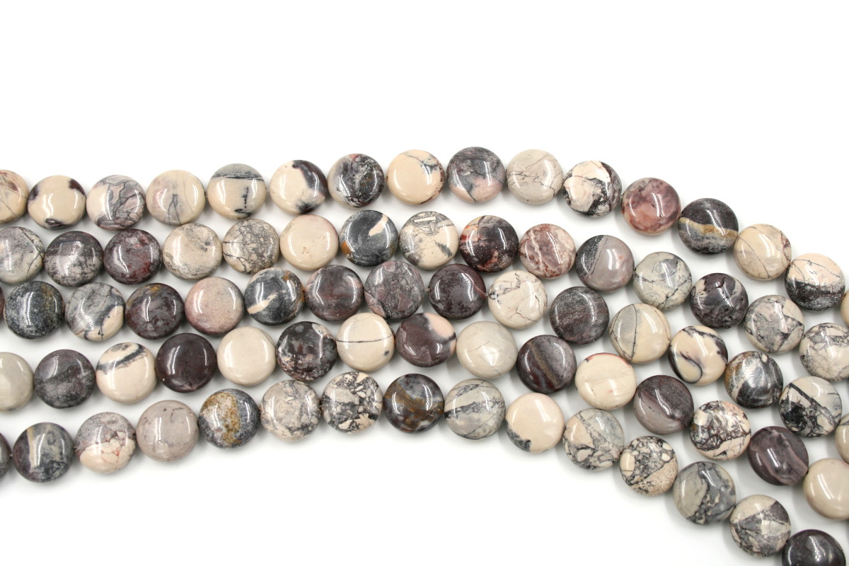 Porcelain Jasper strands flat coin shape size 15mm