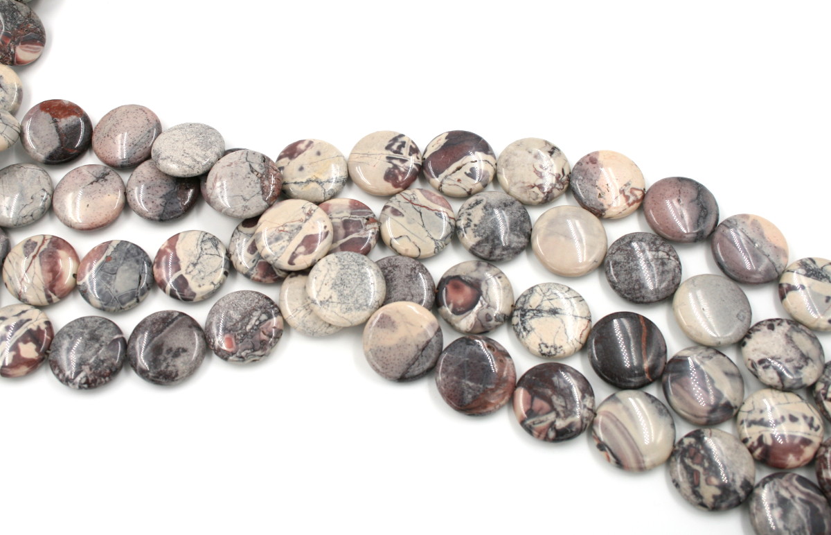 Porcelain Jasper strands flat coin shape size 25mm
