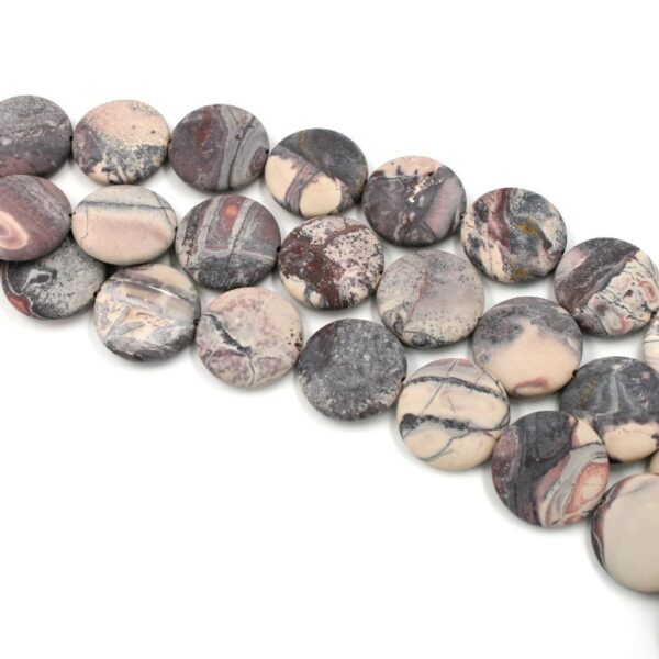 Porcelain Jasper strands flat coin shaep size 30mm matt surface