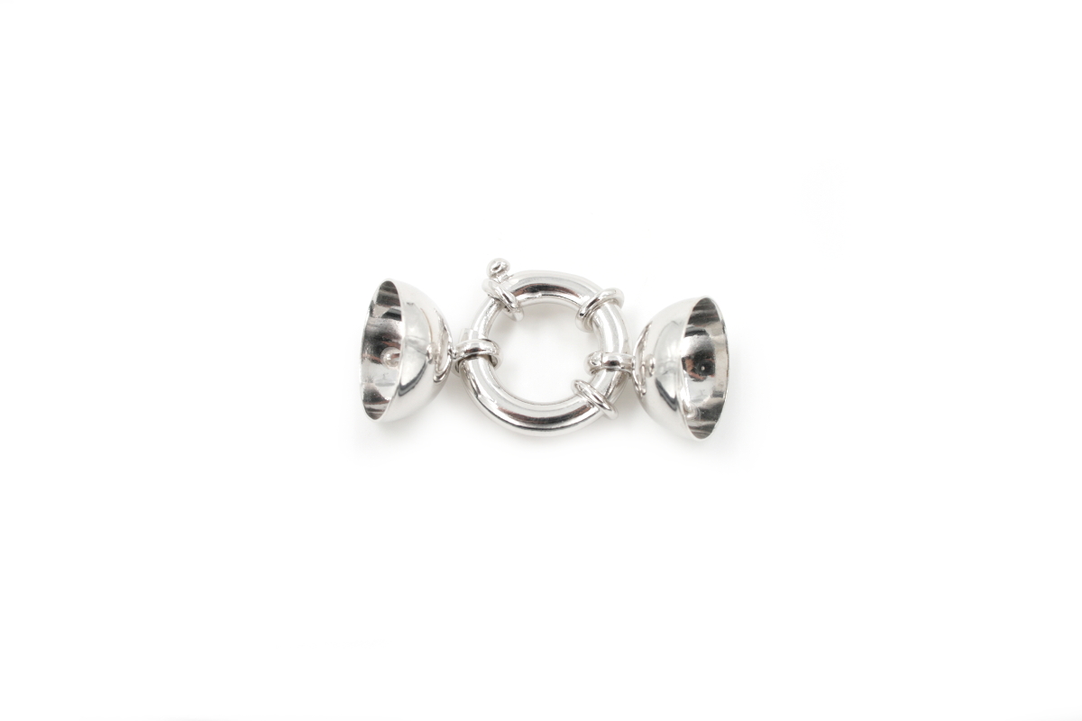 Sterling silver spring ring clasp size 20mm with cups 16mm diameter +/- 8Gr