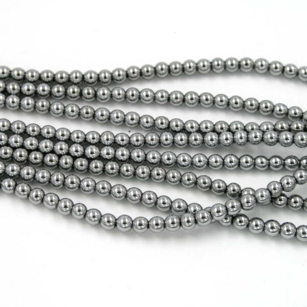 Hematite strands round beads size 3mm Silver color
