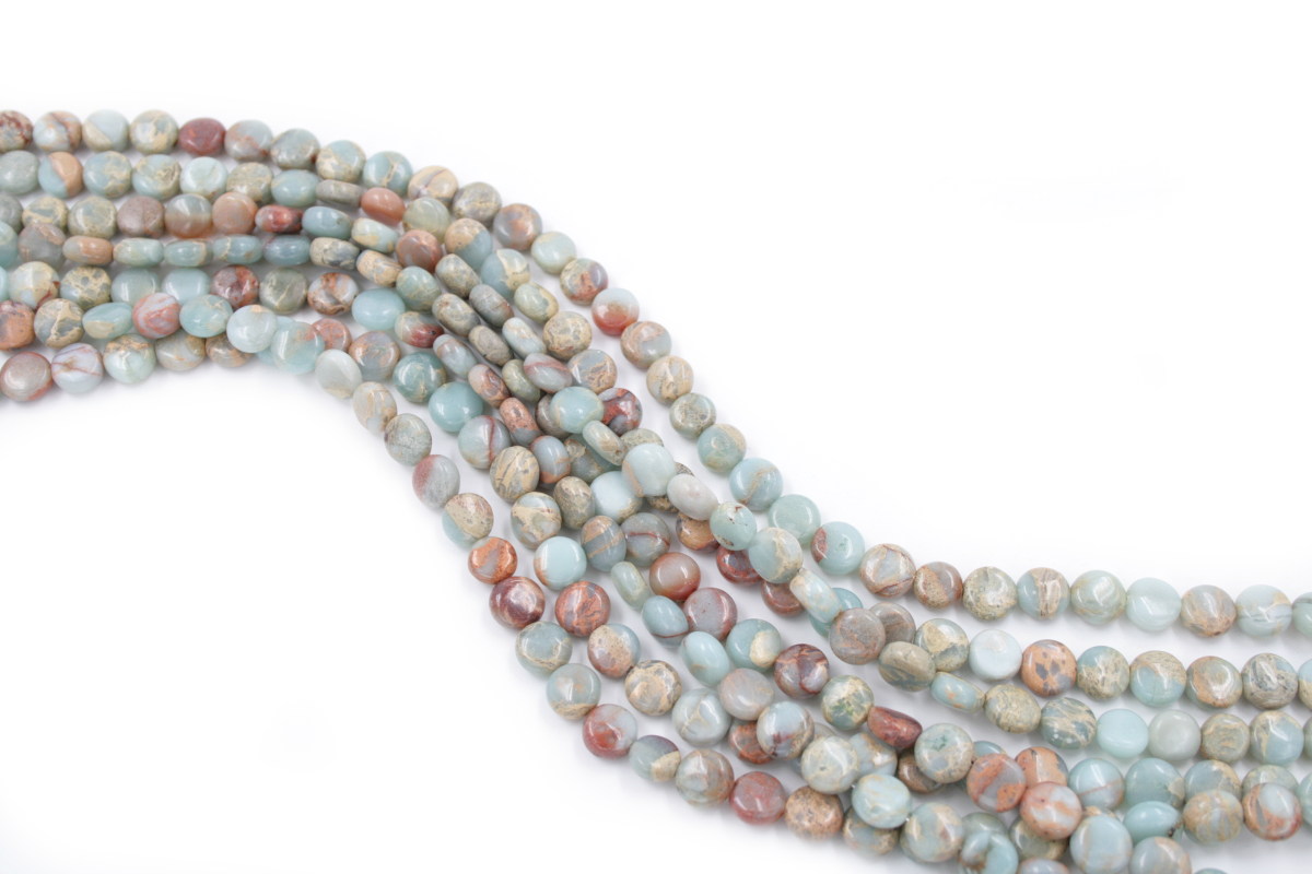 Imperial Jasper strands coin shape size 8mm