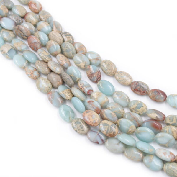 Imperial Jasper strands flat oval shape size 14x10mm