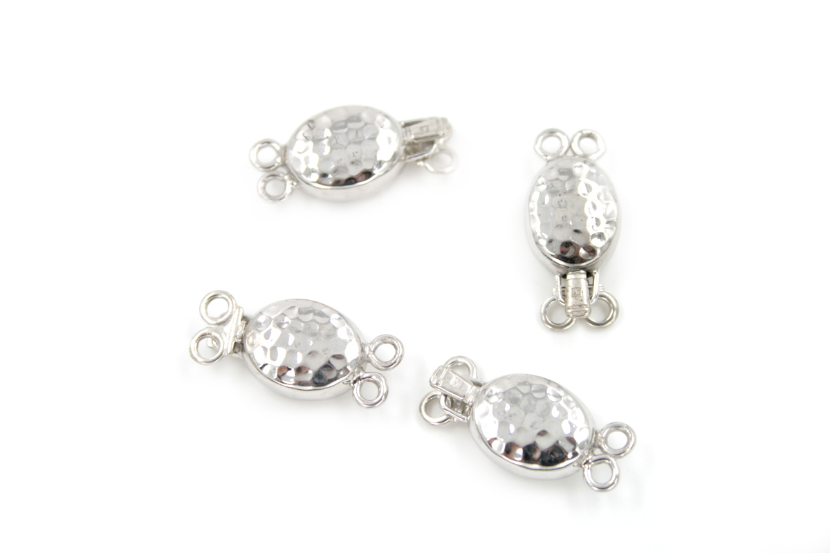 Sterling Silver Clasp oval shape, two hook, size 10x14mm +/- 1.9Gr
