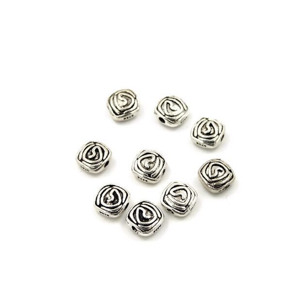 Silver 925 spacer elements flat square shape size 9x9x5mm