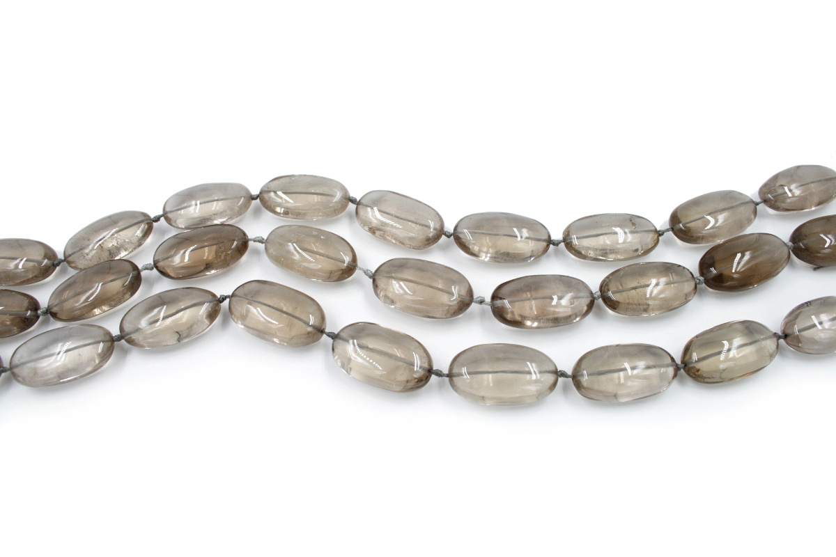 Smoky Quartz strands flat oval shape size 33x18mm - Image 2