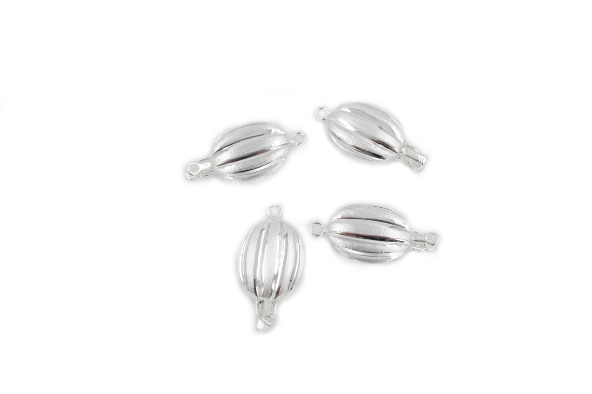 Sterling Silver Clasp Oval grooved shape size 19x15mm +/- 2.5Gr
