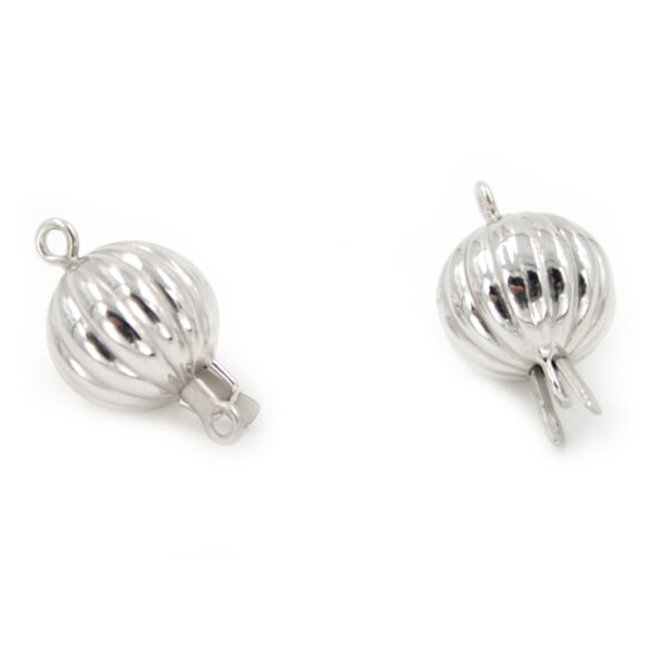Sterling Silver Clasp grooved sphere shape size 14mm +/- 2.6Gr