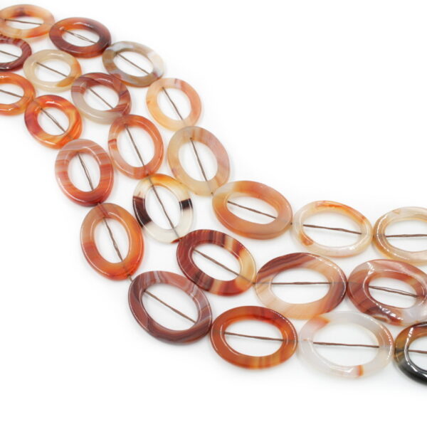 Red Agate strands oval frame shape size 35x25mm