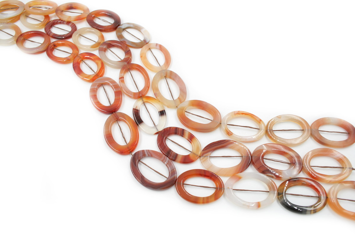 Red Agate strands oval frame shape size 35x25mm