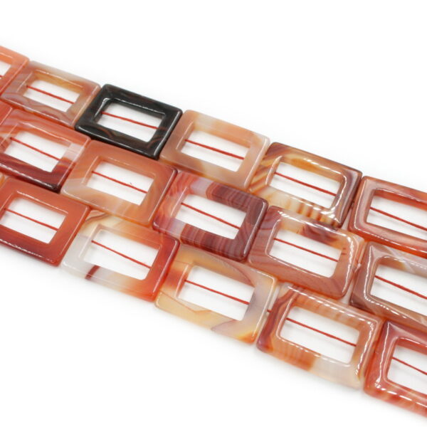 Red Agate strands rectangular frame shape size 33x24mm