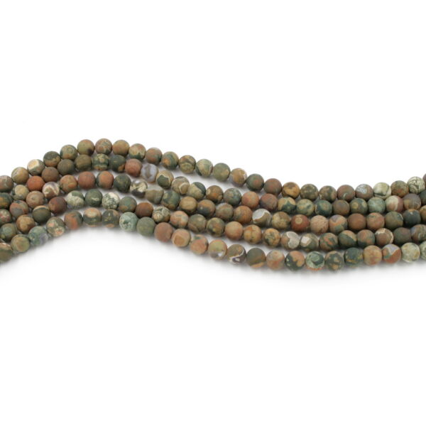 Rhyolite strands round shape size 8mm - Frosted