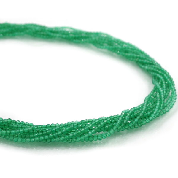 Green Agate strands faceted round shape size 2mm