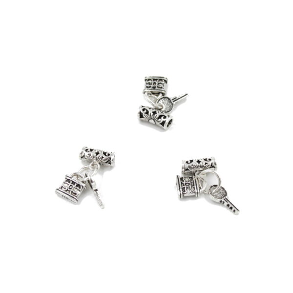 Sterling silver spacer element with Padlock and Key +/-2.5Gr
