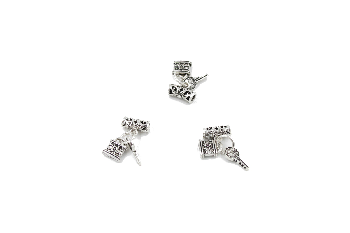 Argento 925‰ distanziatori Lucchetto e Chiave +/-2.5Gr