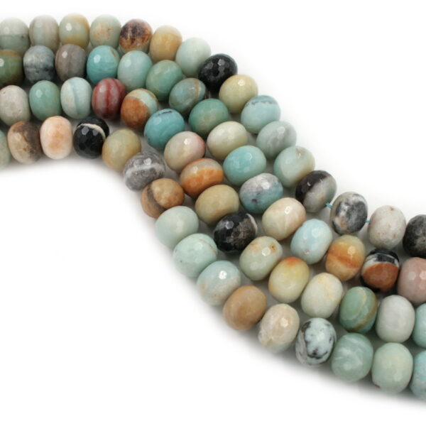 Amazonite strands faceted round shape size 18x13mm Multicolor