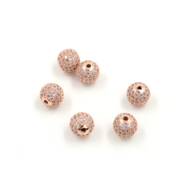 Zircon pavè rosè brass sphere shape white color size 10mm