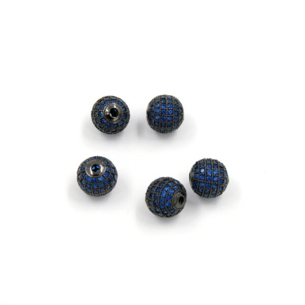 Zircon pavè brass sphere shape blue color size 10mm