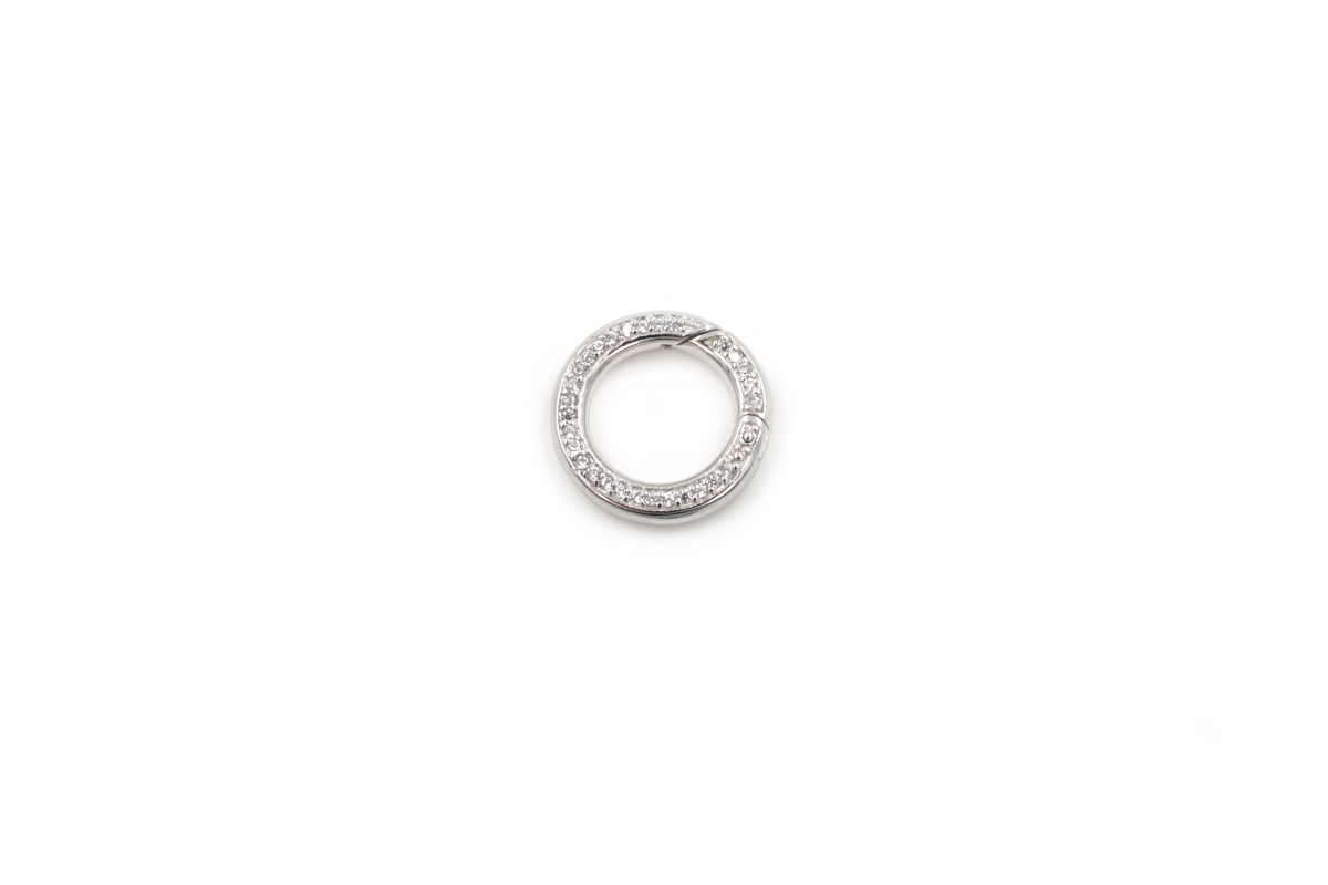 Sterling Silver Clasp ring shape with zircons size 22mm +/- 4.5Gr