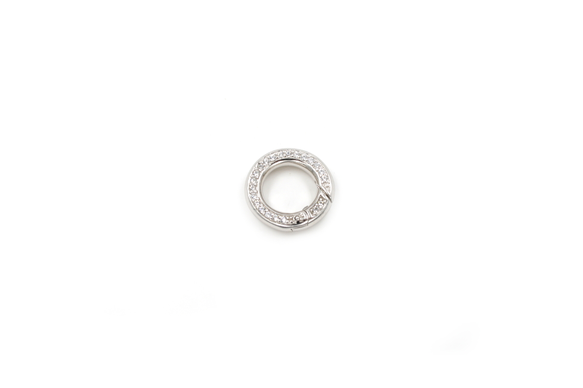 Sterling Silver Clasp ring shape with zircons size 19mm +/- 3.5Gr