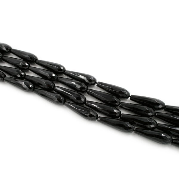 Black agate strands faceted drop shape size 30x10mm