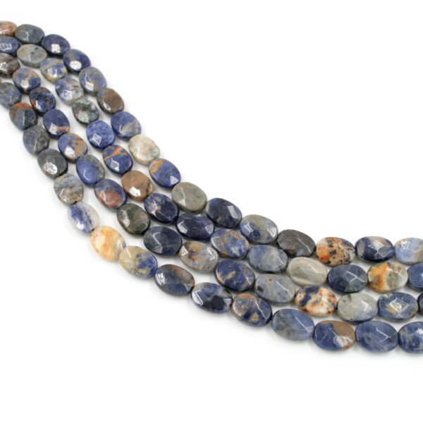 Orange Sodalite strands faceted flat oval shape size 14x10mm