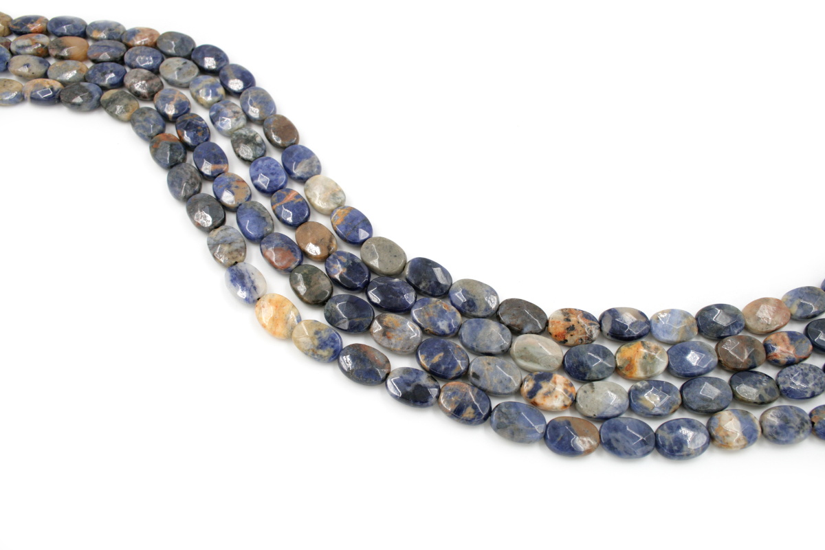 Orange Sodalite strands faceted flat oval shape size 14x10mm