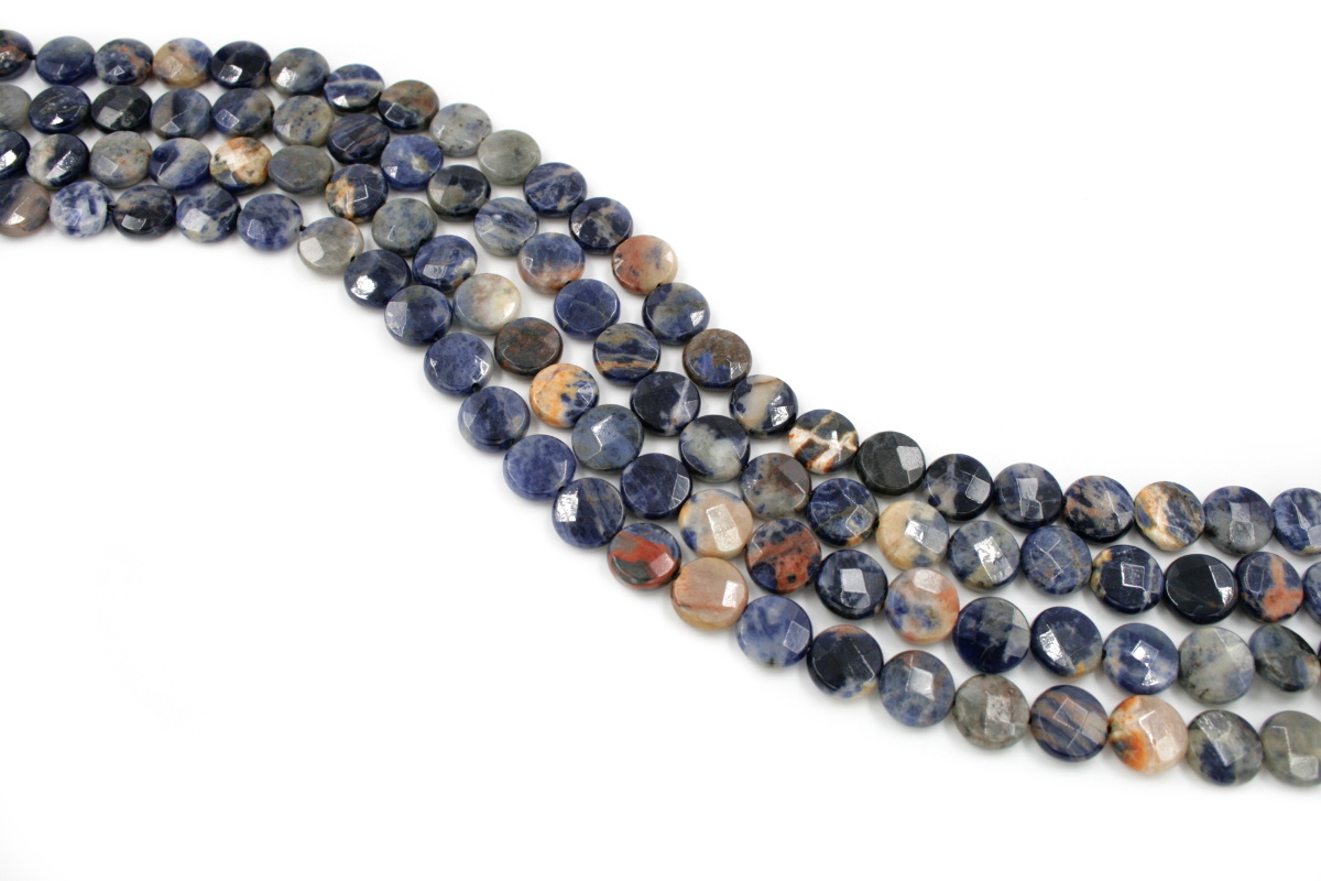 Orange Sodalite strands faceted coin shape size 10mm