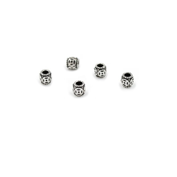 Sterling silver spacer element barrel shape size 6x6mm