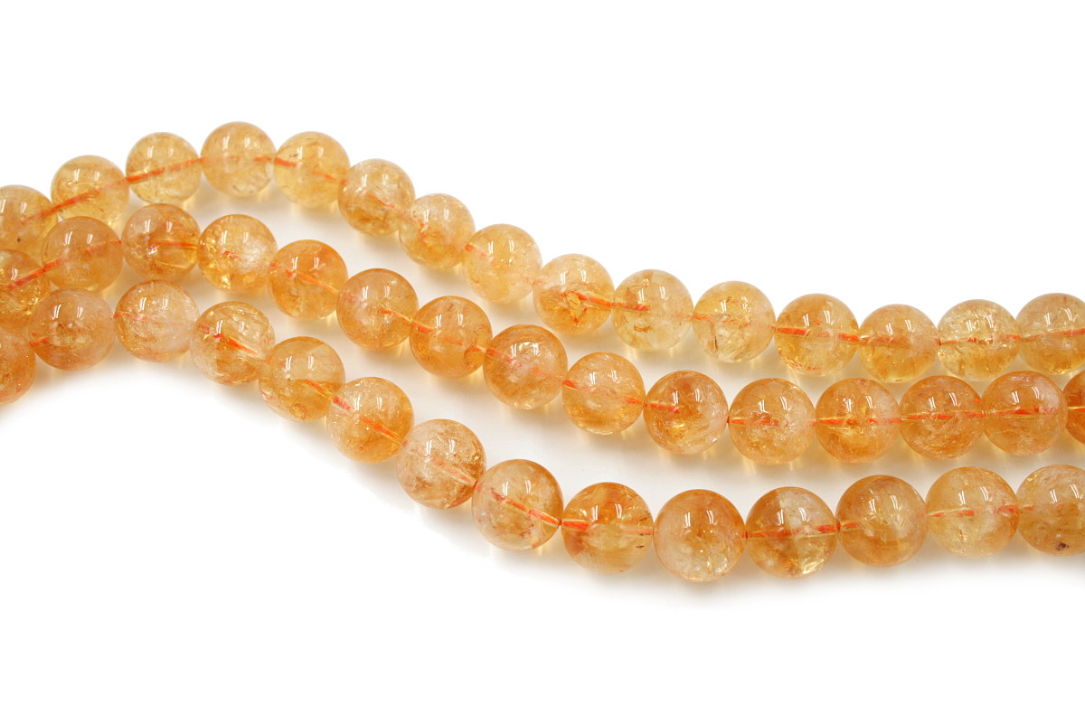 Citrine Quartz strands round shape size 14mm