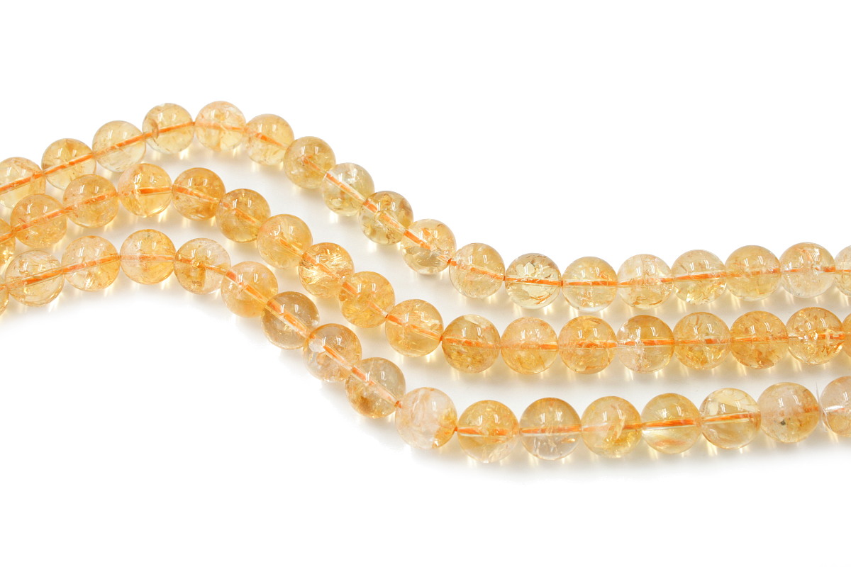 Citrine Quartz strands round shape size 12mm