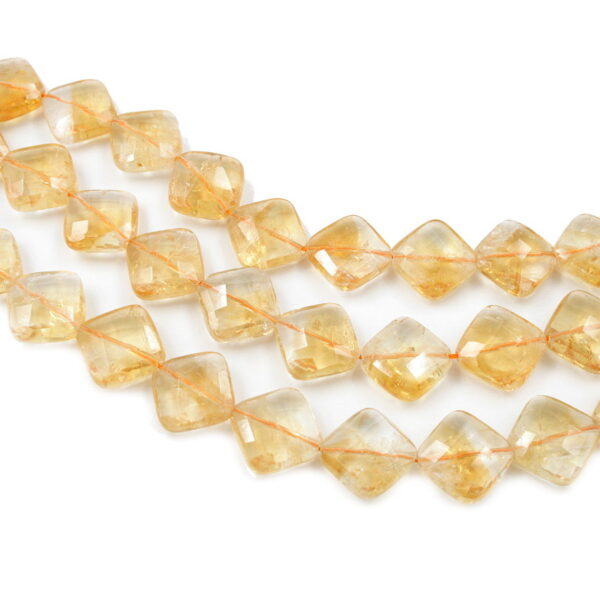 Citrine Quartz strands faceted rhombus shape size 14mm